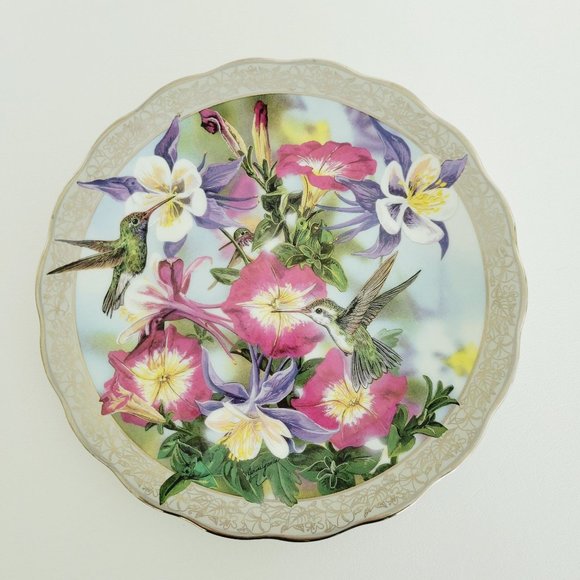 Hummingbird Whispering Wings Plate, Perfect Harmony, Bradford Exchange, 1996 - Picture 2 of 10